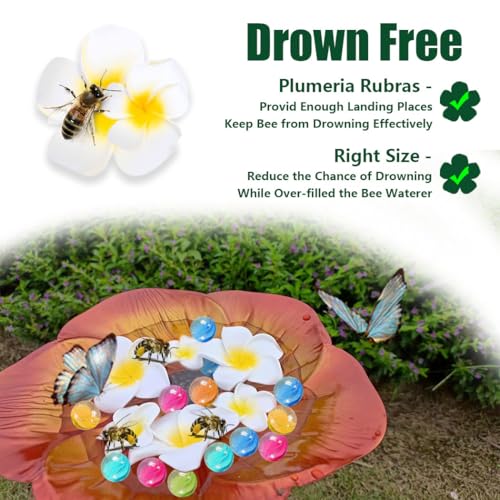 Bee Watering Station for Garden with Pure Copper Line & Glass Marbles