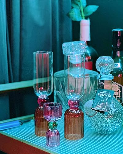 Ban.do Pink & Green Glass Cocktail Jigger - Double Shot Measuring Tool