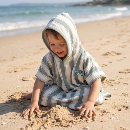 ZICOTO Hooded Toddler Beach Towel – 100% Cotton Poncho Cover-Up (0-3 Years)
