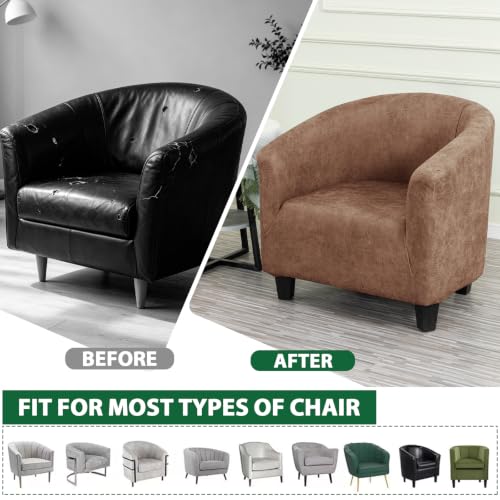 Stretch Faux Leather Barrel Chair Cover – Washable & Pet Friendly