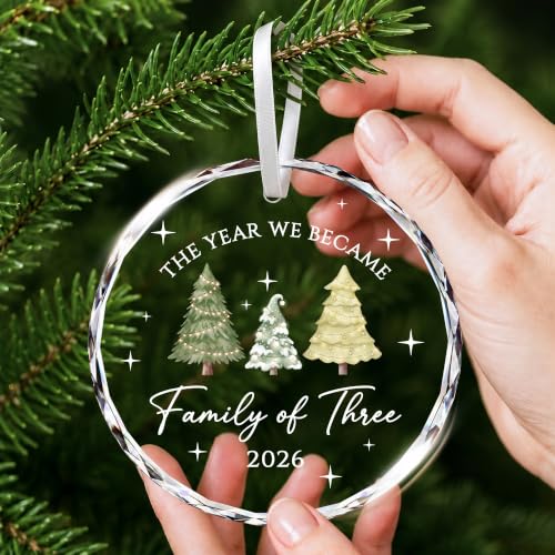 Family of Three Baby's First Christmas Ornament - 2026 - New Mom & Dad Gift - Variation 03