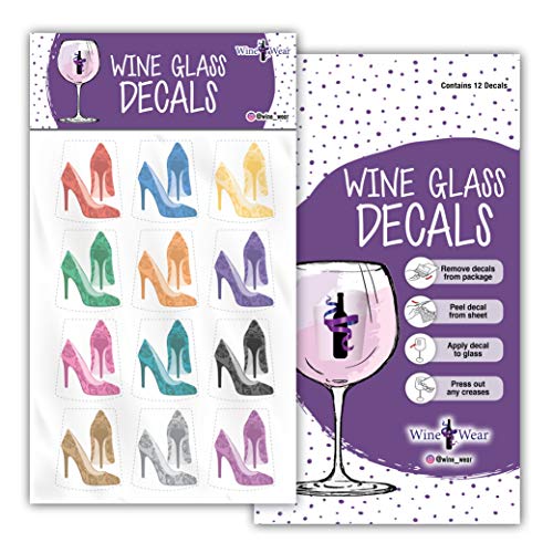 High Heels Wine Glass Decal Drink Markers - Set of 12 Reusable Static Clings