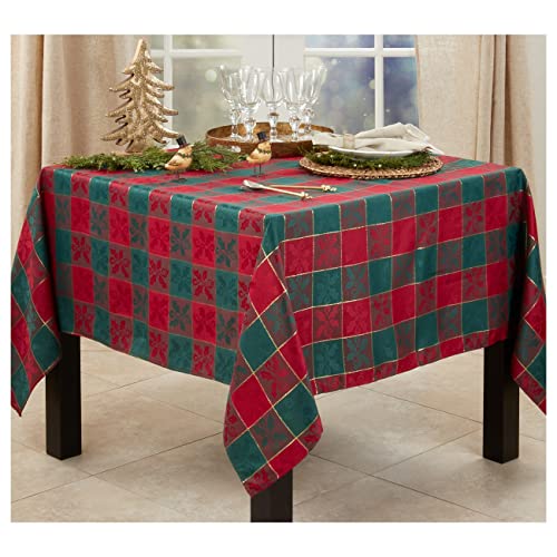 Christmas Red & Green Plaid Tablecloth 50x70 inches - Rectangular Holiday Decor