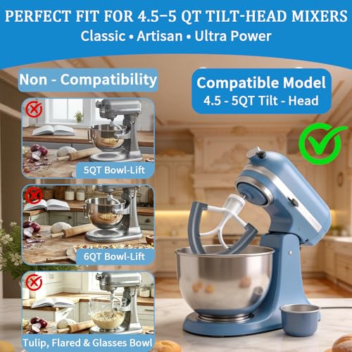Flex Edge Beater for 4.5-5 Quart Tilt-Head Stand Mixers, Silicone Bowl Scraper