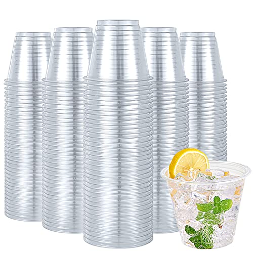 Turbo Bee 600 Pack 9oz Clear PET Cups - Disposable Cocktail Tumblers for Weddings & Parties