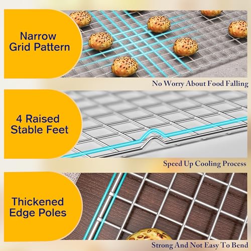 Stainless Steel Cooling Racks for Baking & Roasting, 10" x 15" (Set of 2)