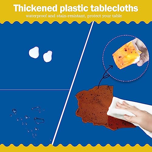 Royal Blue Disposable Plastic Tablecloths 54 x 108 Inch, 6 Pack