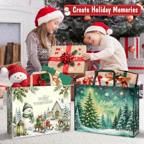 Heetobcos 4 Pack 24x18.5x7.8 Jumbo Extra-Large Christmas Gift Bags with Handles (1 Sheet Pack of 4)