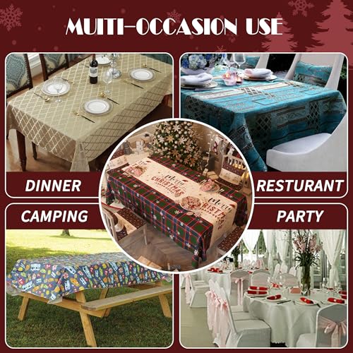 HOMOHEINI Christmas Rectangular Waterproof Tablecloth 52x70 Crimson Checked