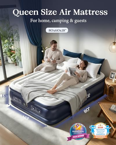 Queen Air Mattress with Built-in Pump - 18" Raised Inflatable Bed