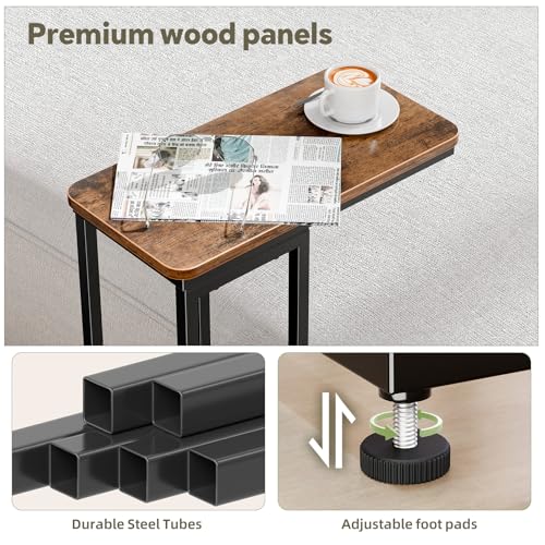 C-Shaped Side Table Set of 2, Slim Sofa Couch Table for Small Spaces