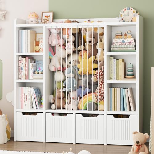 3-in-1 Toy Storage Organizer with Stuffed Animal Zoo and 4 Drawers