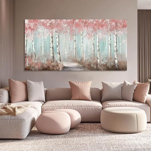 Large Botanical Canvas Wall Art 24x48 Inch Framed Winter Forest Print