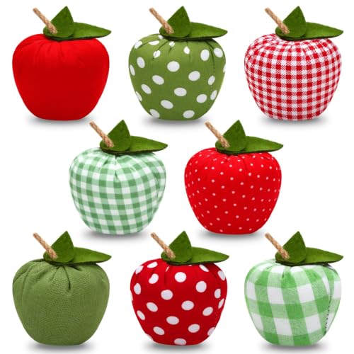 8 Pcs Artificial Fabric Apples - Fall Table Decor & Bowl Filler