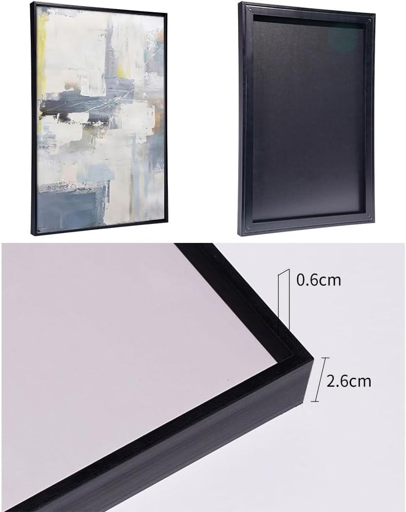 Skiennix Wall Art Set of 3 - Boho Black & White Canvas Paintings for Living Room | 24" x 32" Framed Decor
