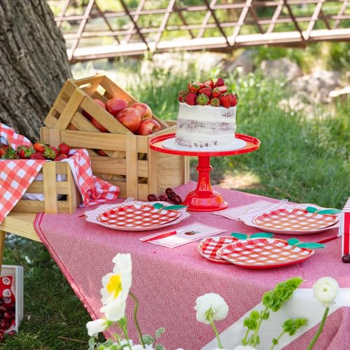 Cherry Red Gingham Apple-Shaped Paper Plates, Pack of 8 – Party Decor & Serveware
