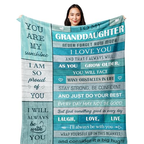 POQUSH Granddaughter Gift Blanket from Grandma/Grandpa 80x60in Christmas Birthday