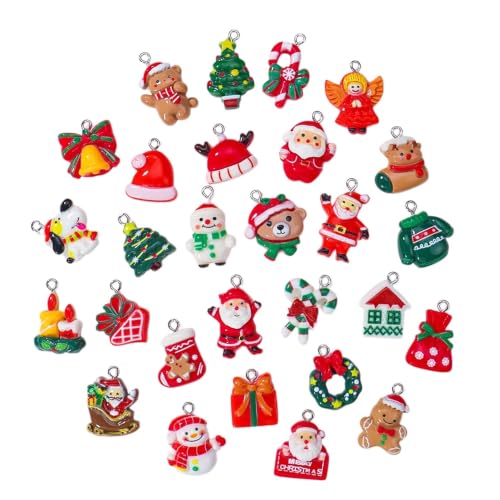 RSACCSKY 24 Pack Red Mini Resin Christmas Ornaments Tiny Tree Decorations