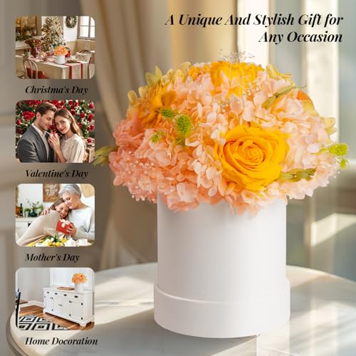 ROSEROSE Preserved Champagne Flowers Bouquet Small Gift Box for Women
