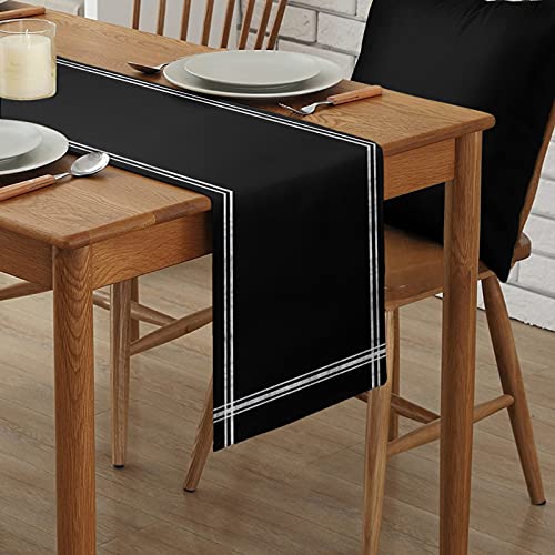 Smile Sunflower 18x72 Black Table Runner – Dresser Scarves, Washable Non-Slip