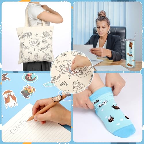 Sea Otter Gift Set with Socks, Water Bottle & Accessories for Women