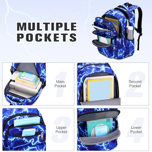 3-Piece Lightning School Backpack Set with Lunch Bag and Pencil Case
