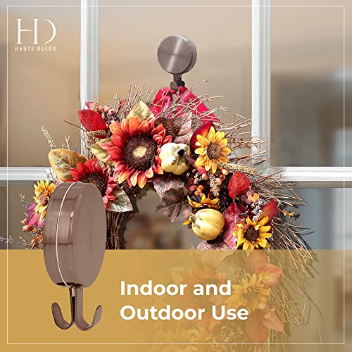 Magnetic Wreath Hanger Set for Metal Doors & Glass Windows - Oil-Rubbed Bronze