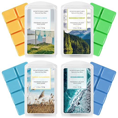 Natural Scented Soy Wax Melts - 4 Pack Summer Fragrance Cubes for Warmers