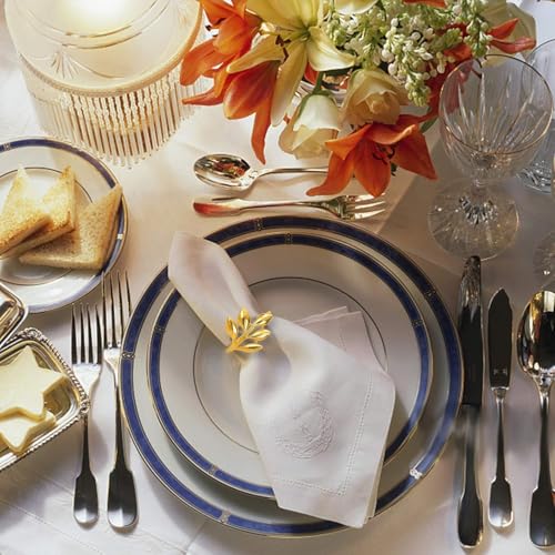 Ye Zi-Gold 50 Leaf Napkin Rings Set - KPOSIYA Napkin Holder, Wedding & Thanksgiving