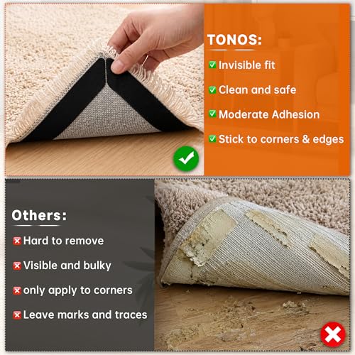 Non-Slip Rug Grippers for Hardwood Floors - 8 Pack Washable Carpet Tape