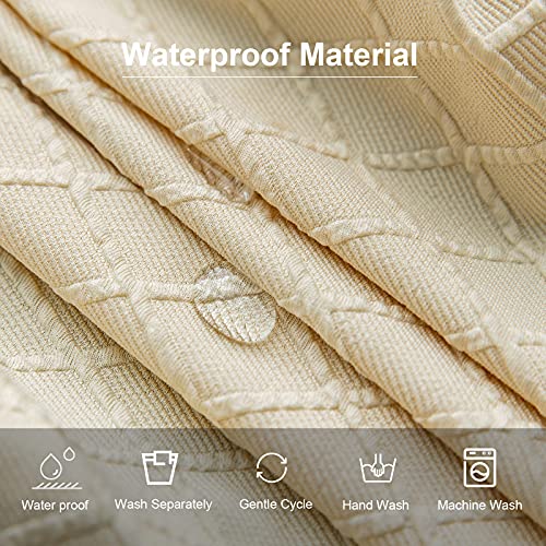 Waterproof Stretch Chair Covers for Dining Room - Beige (4 PCS)