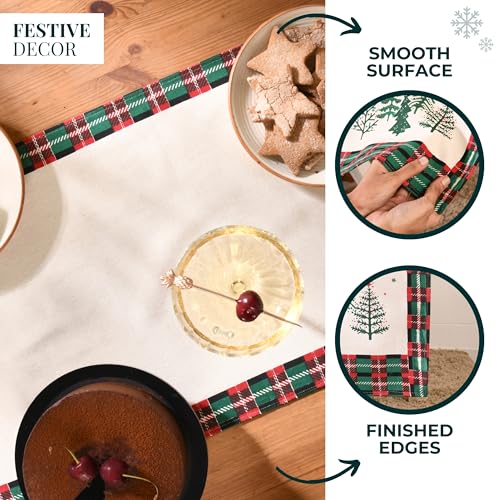 Folkulture Christmas Table Runner 14 x 108 Inches Red & White Holiday Decor
