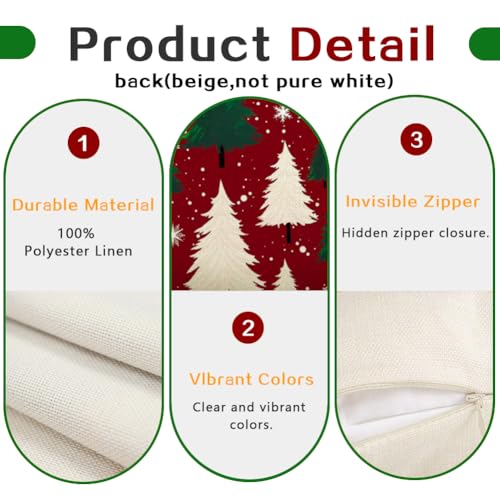 RABUSOFA Christmas Pillow Cover 12x20 Inches Red Tree Outdoor Decor