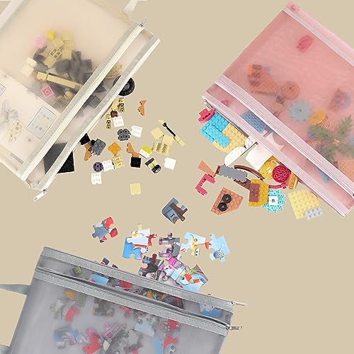 10-Pack A4 Double-Layer Mesh Zipper Pouches with Handles for Toy Storage