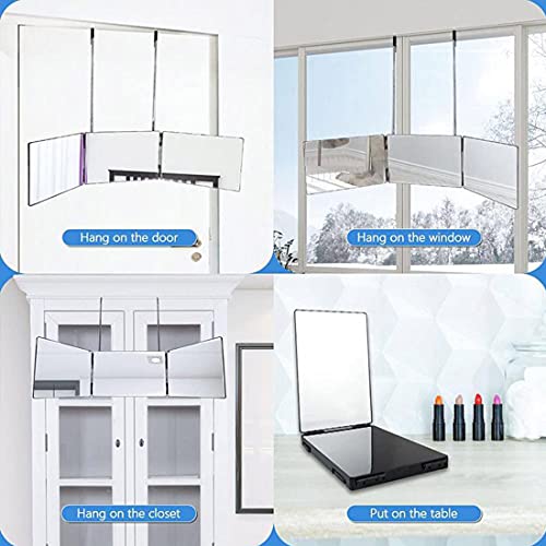 HIEEY 3 Way Mirror for Hair Cutting,360 Trifold with Height