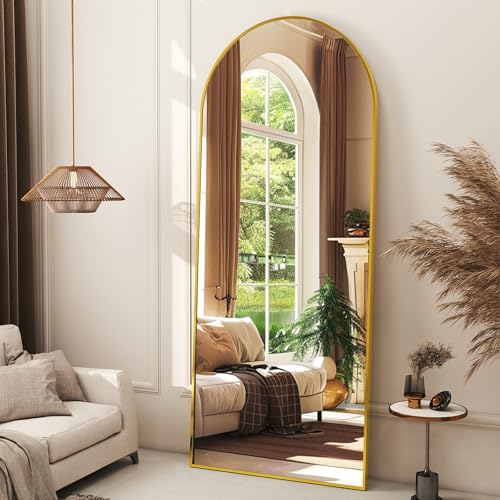 56-inch Arched Full Length Floor Mirror with Gold Aluminum Frame