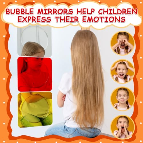 4PCS Sensory Wall Bubble Mirrors, 10x10 Inch Convex Acrylic Mirror Set