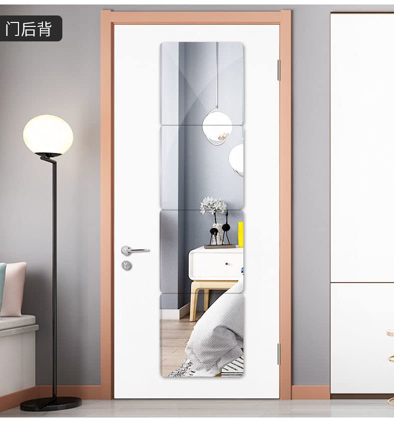 Shatterproof Acrylic Wall Mirror Tiles - 8x8 Inch Self-Adhesive Set of 4
