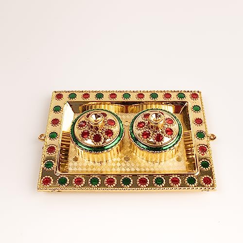 Meenakari Decorative Haldi Kumkum Holder for Pooja and Festivals