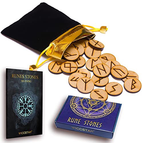 Viking Rune Stones Set for Divination with Beginner Guide and Pouch