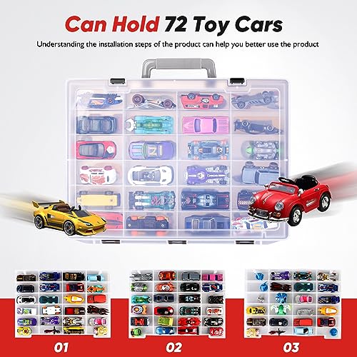 72-Compartment Toy Organizer Case with 3 Layers of Removable Trays