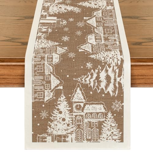 Artoid Mode Silhouette 13x72 Inch Table Runner – Brown, Polyester, Home Decor
