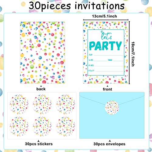 30-Piece Watercolor Confetti Birthday Invitation Set with Envelopes