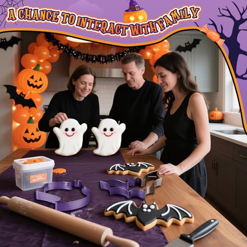 Teenyyou 2 Pcs Extra Large 8" Halloween Cookie Cutters - Ghost & Bat (Ghost & Bat Variation)