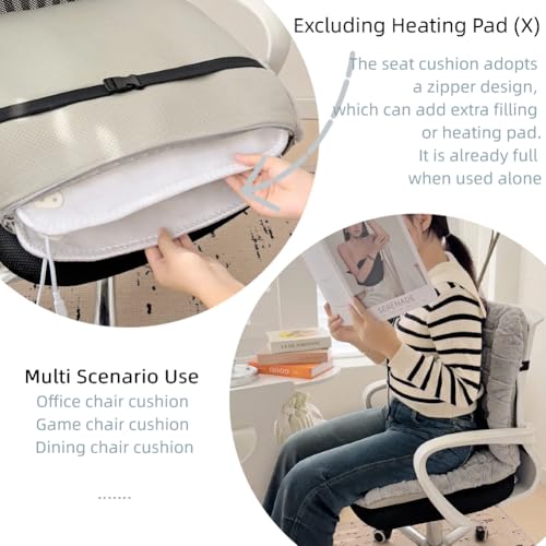 Plush Office Chair Cushion with Back Support, Non-Slip Seat Pad 18.8x35.4in