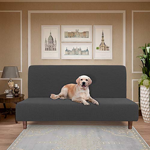 Waterproof Futon Cover - Stretch Slipcover for Sofa Bed, Dark Gray