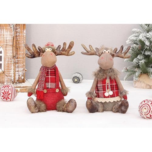 Eforcase Type 07 Christmas Elk Doll - Adjustable-Tall Plush Figurine with Hat
