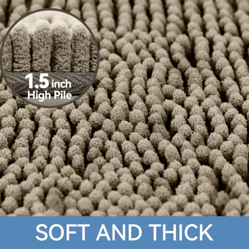 Bcoimo Small Chenille Bath Mat 24x17 Non-Slip Absorbent Bathroom Rug