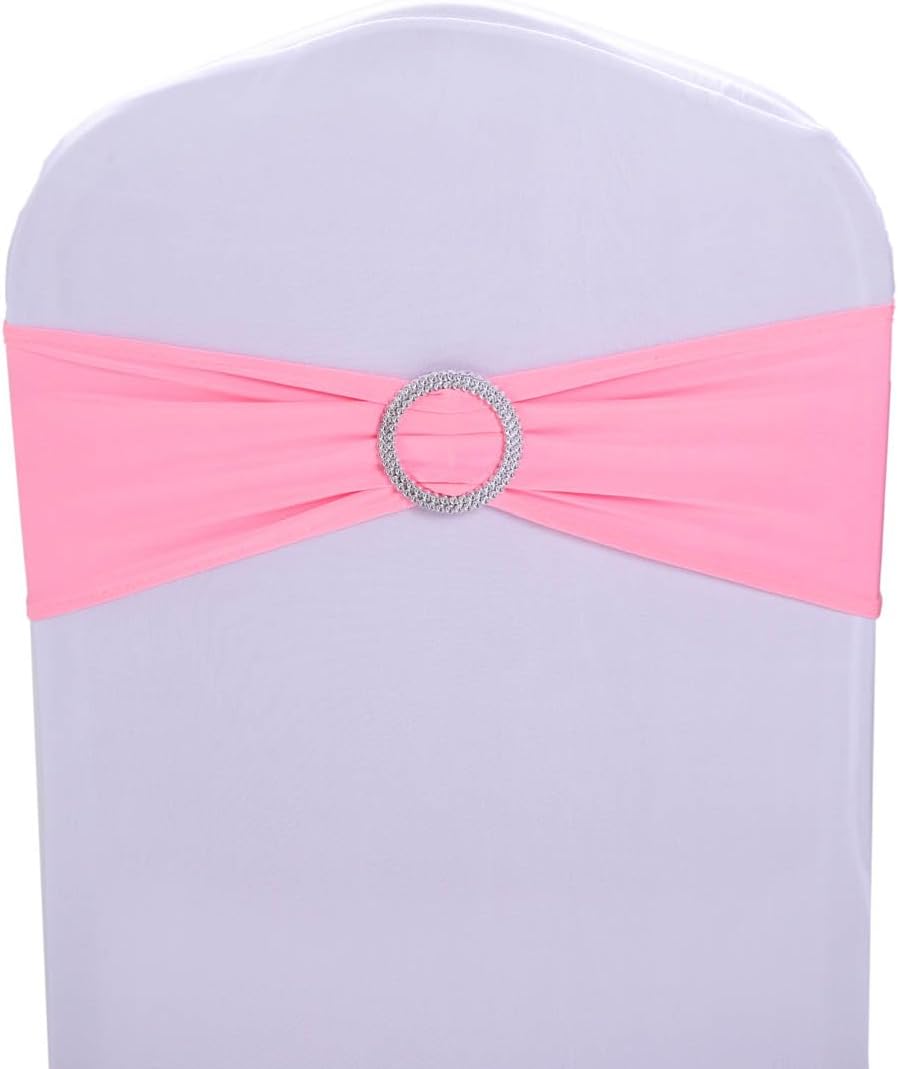 Regine Switzerland Pink Chair Sashes - 30 Pack Stretch Spandex with Elastic Bow for Weddings & Events