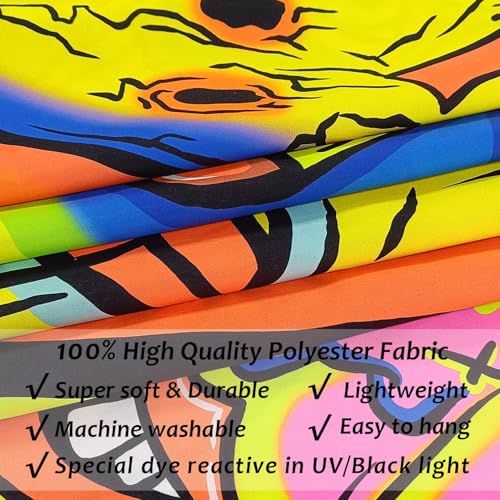 UV Reactive Blacklight Horror Face Tapestry - Trippy Glow Wall Decor